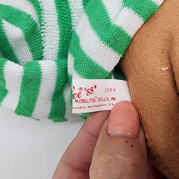 1988 Annalee Bear on Wood Sled 10" Tall Green White Scarf Christmas Decor VTG - Picture 7 of 8